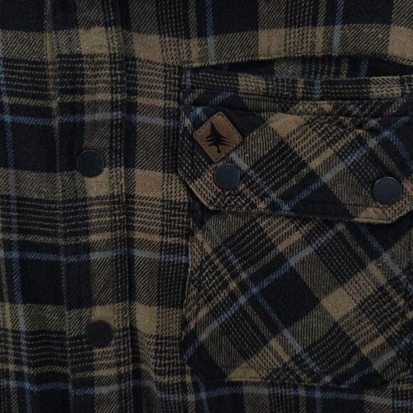 HippyTree Flannel Shirt Mens Medium Brown Plaid Cotton Long Sleeve Snap Button - Picture 4 of 8